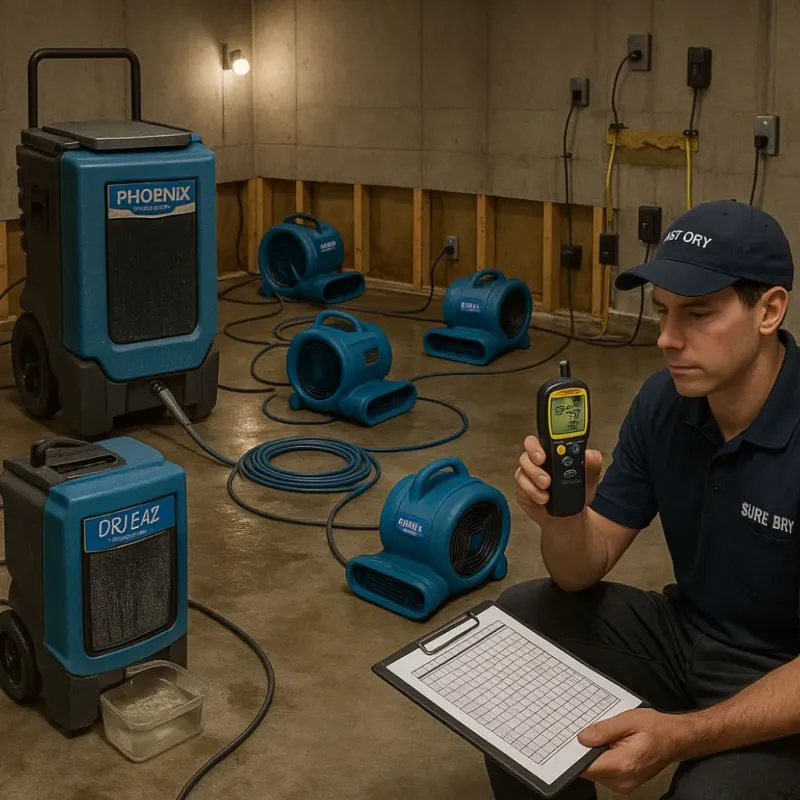 Structural Drying and Dehumidification process in Edmond, OK